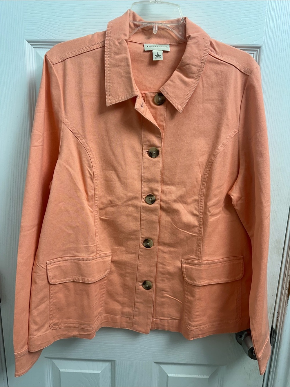 Appleseeds NWOT Light Tangerine Colored Button-Front Jacket-Size L